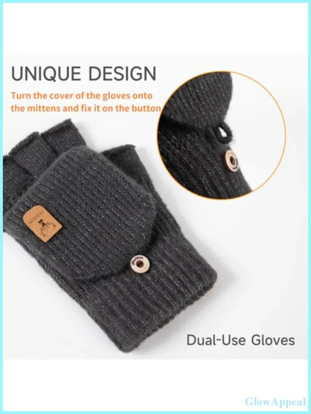 Convertible Fingerless Gloves Winter Knit Half Mittens Touch Screen